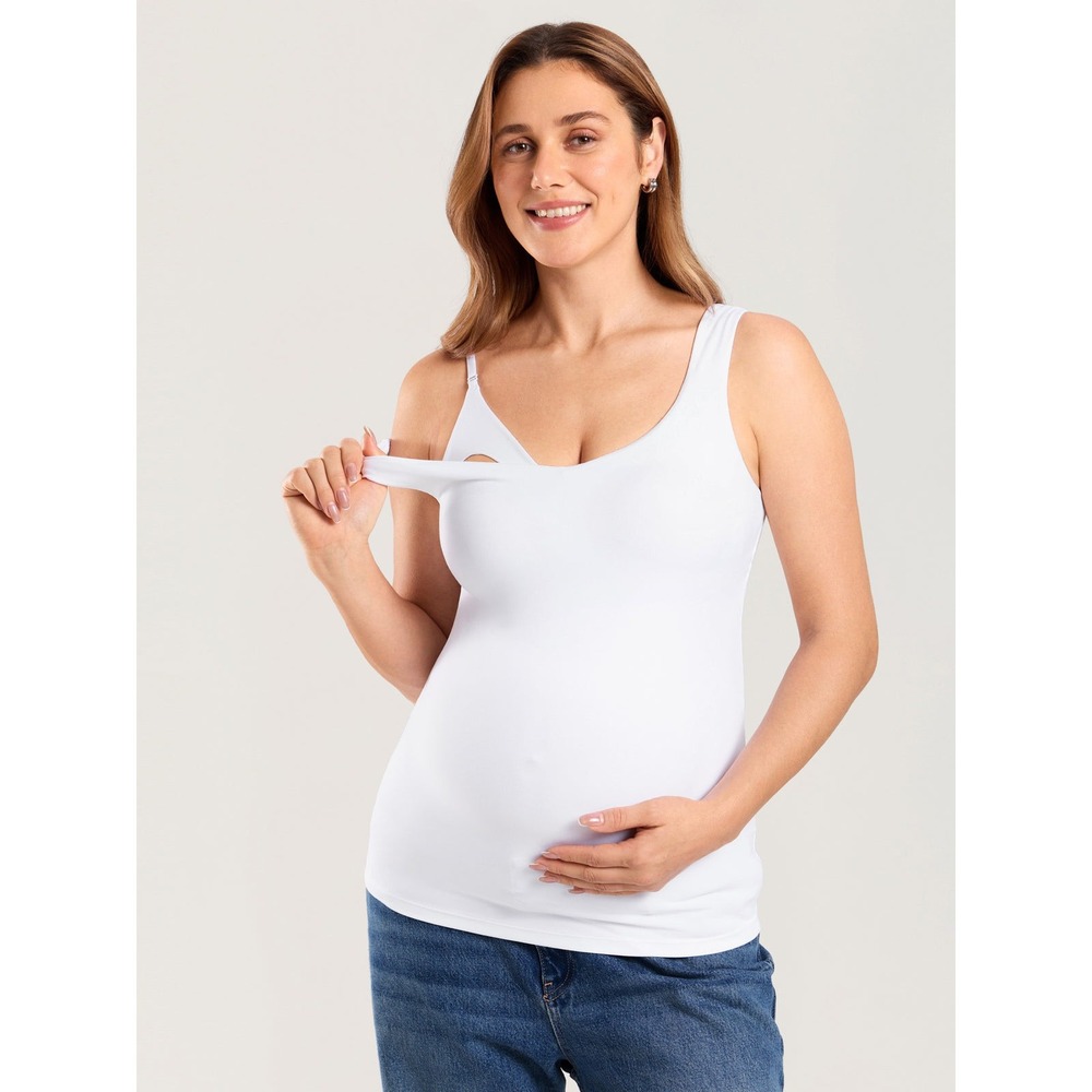 Momanda Maternity Nursing Tank Top White Small